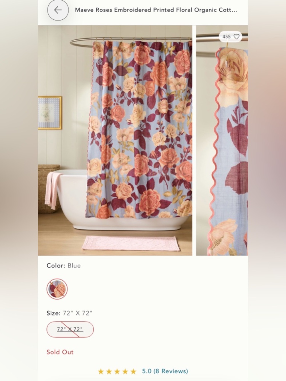 Maeve Roses Embroidered Floral Shower Curtain from Anthropologie